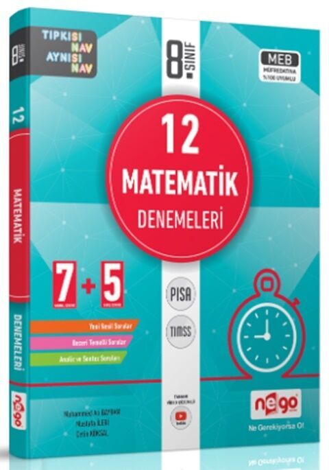 Nego Yayınları 8. Sınıf LGS Matematik 12li Denemeleri
