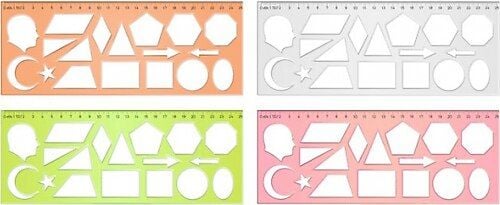 Hatas 02285 Geometrik Şekiller Şablonu 25 Cm. Atatürklü Renksiz
