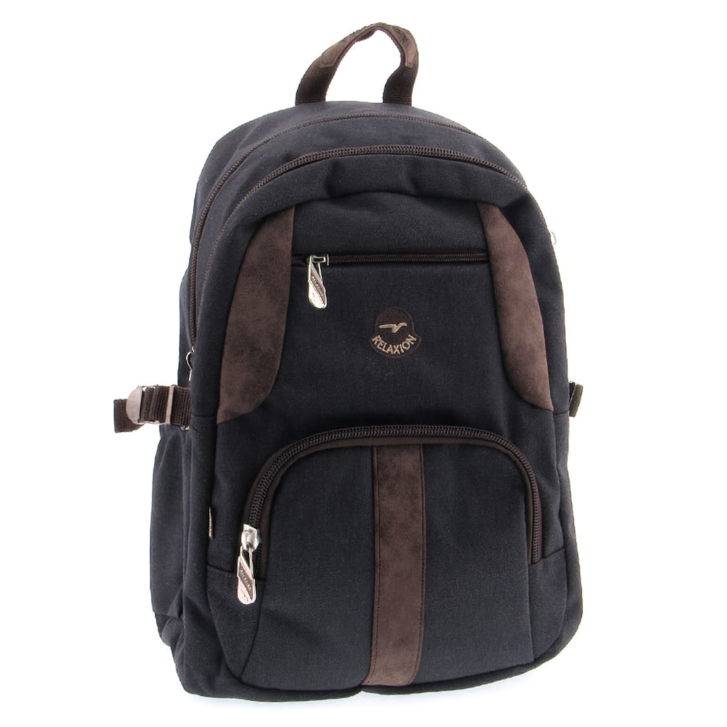 Relaxion Kahverengi Kanvas Su Geçirmez Kumaş Okul Sırt Çantası 1655