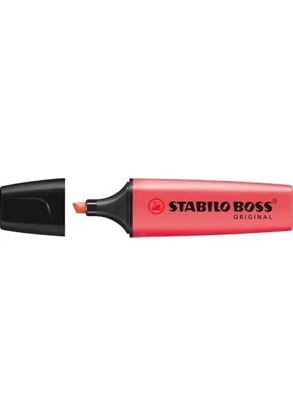 Stabilo Boss Kırmızı Fosforlu Kalem 1 Adet 2-5 mm Uç Genişliği Siyah Kapaklı Ofis ve Okul