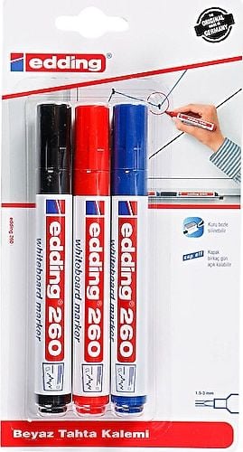 Edding 260 Tahta Kalemi-Siyah Mavi Kırmızı white Board