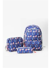 Deniz Desenli Unisex Okul Çantası Seti – İki Bölmeli, Tablet Gözlü, 37x27x12 cm, Günlük ve Okul Kullanımına Uygun