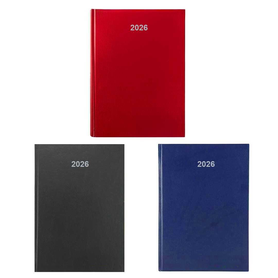 MCOLOR AJANDA 2026 14x20 DİKİŞLİ CİLT BEZLİ ÇİZGİLİ SİYAH-LACİVERT-BORDO