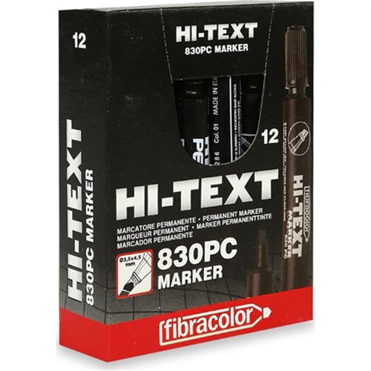 HI-TEXT MARKÖR KESİK UÇ 830-PC SİYAH 12 Lİ
