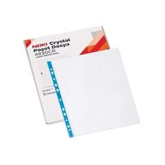 NOKİ POŞET DOSYA A4 CRYSTAL MAVİ ŞERİTLİ 100 LÜ