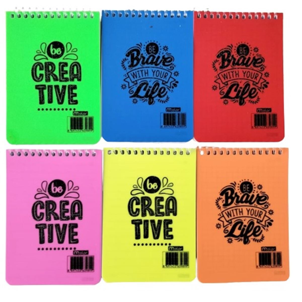 MCOLOR NOT DEFTERİ 9x13 PP KAPAK ÜSTTEN SPİRALLİ 12 Lİ