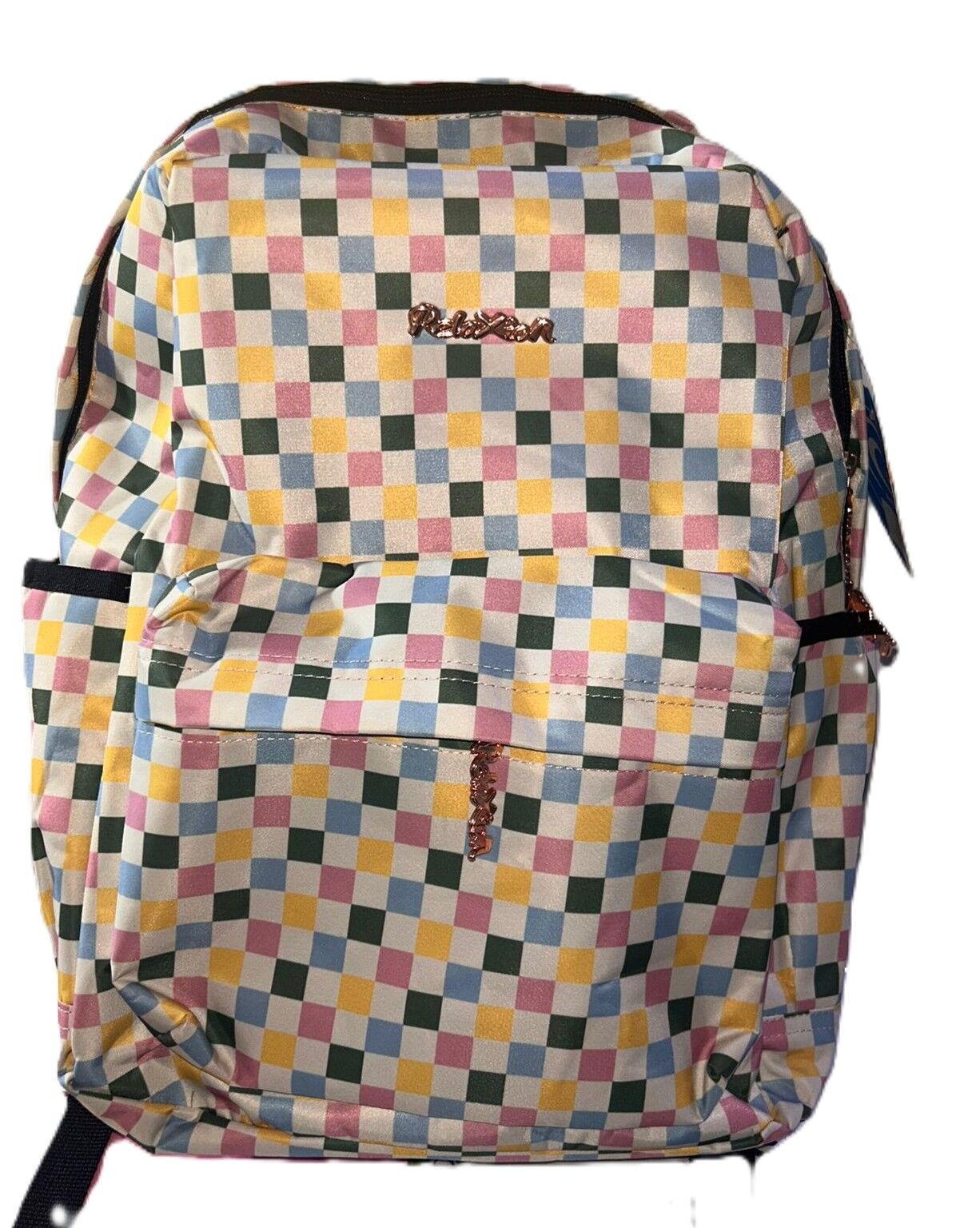 Relexion Renkli Kare Desenli 3 Bölmeli Suya Dayanıklı Tablet Bölmeli Ergonomik Okul Sırt Çantası