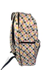 Relexion Renkli Kare Desenli 3 Bölmeli Suya Dayanıklı Tablet Bölmeli Ergonomik Okul Sırt Çantası